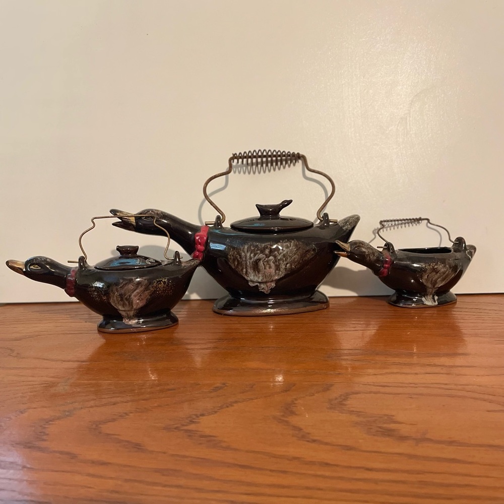 Vtg duck tea pot set